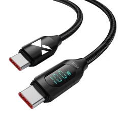 USB-C kabel z LED zaslonom PD 100W 1m črn