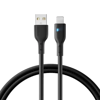 Kabel za iPhone z LED, USB - Lightning 2.4A, 1.2m, črn