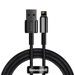 Pleten kabel za iPhone USB - Lightning 1m - v celoti črn