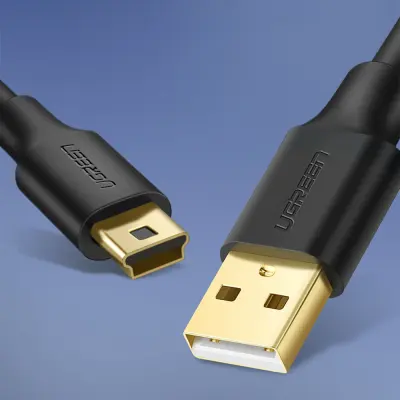 USB - mini USB kabel, 5-polni, pozlačen, 0,5 m, črn