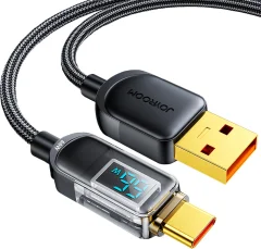 USB - USB-C kabel z zaslonom 66W 1,2 m črn
