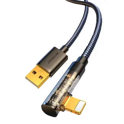 Angled iPhone Lightning - USB kabel za polnjenje in prenos podatkov 2.4A 1.2m črn