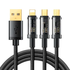 3v1 kabel USB - USB-C / Lightning / micro USB 3.5 A 1.2m črn