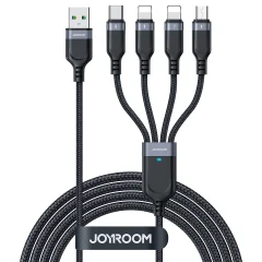 4v1 Kabel USB-A - USB-C 2x iPhone Lightning microUSB 1.2m črn