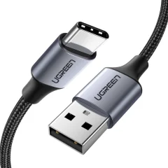 Močno pleten kabel USB - USB-C QC 3.0 3A 2m siv