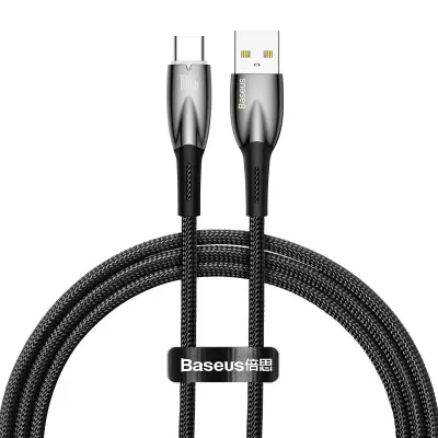 Vzdržljiv upogljiv kabel za hitro polnjenje USB-A - USB-C 100W 1m črn