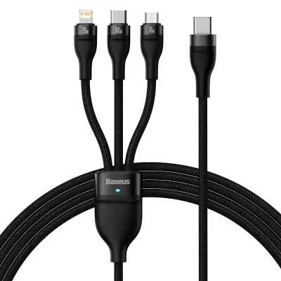 Flash Series II USB-C kabel Iphone Lightning microUSB 100W 1,5m črn