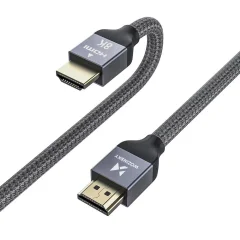 Močan vzdržljiv HDMI 2.1 8K/4K/2K pleten kabel 2m - srebrn