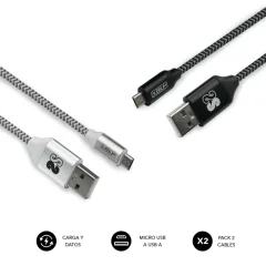Kabel Subblim 2x Premium Micro USB 2.4A 1M ALU BLACK/SREBL