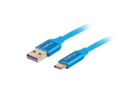 Kabel USB Lanberg 2.0 Macho/USB C Macho 5A 1M Azul