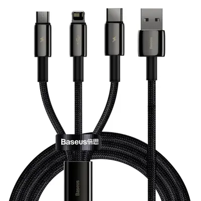 3v1 USB kabel USB-C Iphone Lightning microUSB 3.5 A 1.5 m črn