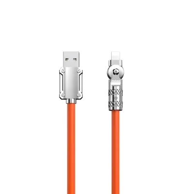 Močan kotni kabel za iPhone USB-A - Lightning 30W 1m 180 rotacija oranžna