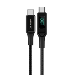Pleten kabel z LED zaslonom USB-C 100W 20V 5A 2m črn