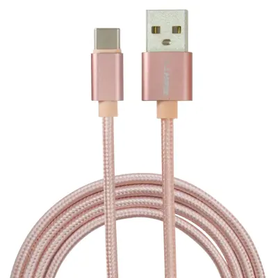 Kabel osemt USB 2.0 A tipa C 1M Traitzado de Nylon Rosa