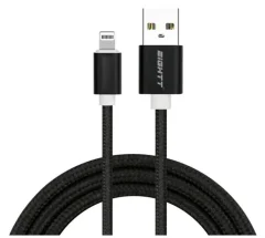 USB Osemt kabel do strele 1m črni najlon pleteni. Aluminijasto ohišje