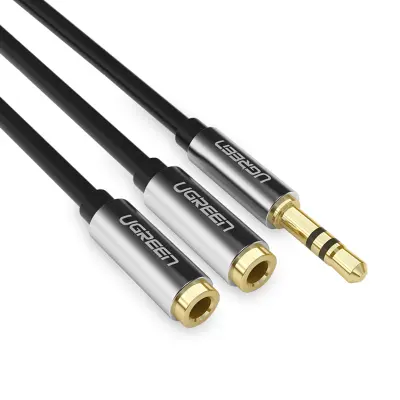 Avdio razdelilni kabel mini jack 3,5 mm - 2x mini jack 3,5 mm 21 cm črn