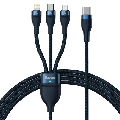 Flash Series II USB-C USB Type A kabel Iphone Lightning microUSB 100W 1,5 m modra