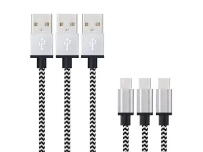 Caolator 3x USB kabel Najlon pletenico Type C Sync Sync Data Cable USB 3.1 polnilnik za pametne telefone Android in še več