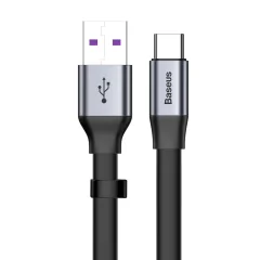 Preprost ploski kabel USB-C 5A 40W Quick Charge 3.0 QC 3.0 23cm siv