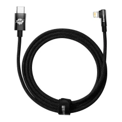 Kotni napajalni kabel s stranskim USB-C vtičem Iphone Lightning 2m 20W črn