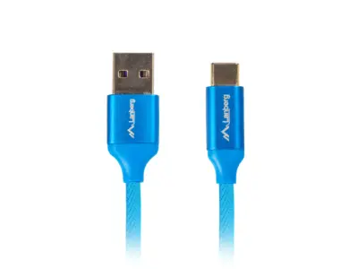 Kabel USB Lanberg 2.0 Macho/USB C Macho Quick Charge 3,0 0,5M Azul