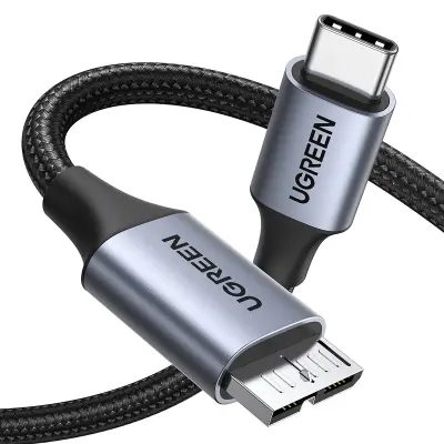 Kabel za SSD disk USB-C - micro USB-B 3.0 5Gb/s 3A 1m siv