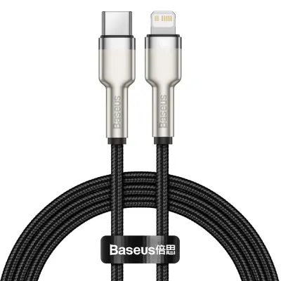 iPhone USB-C - Lightning Cafule Metal Data Power Delivery kabel 20W 1m - črn