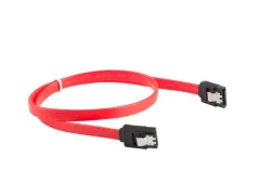 SATA III kabel Lanberg 6GB/s samica ženska kovinska sponka 30 cm rdeča