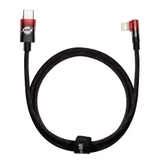 Kotni napajalni kabel s stranskim USB-C vtičem Iphone Lightning 1m 20W rdeč