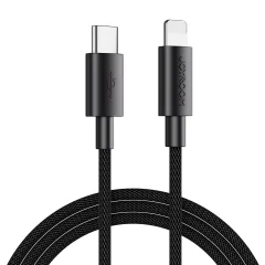 Močan USB-C - Lightning kabel za iPhone za hitro polnjenje prenosa podatkov, 20W, 2m, črn