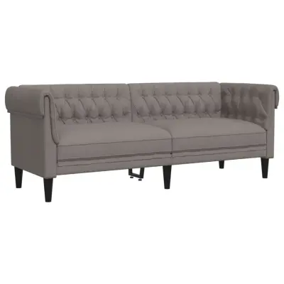 vidaXL Kavč trosed Chesterfield taupe tkanina