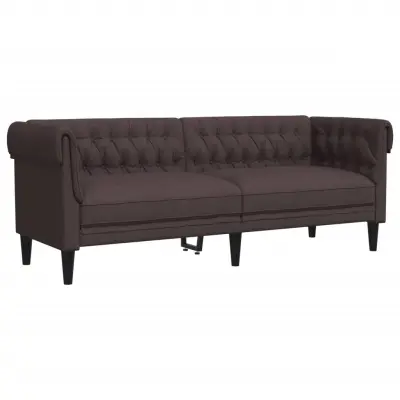 vidaXL Kavč trosed Chesterfield temno rjava tkanina