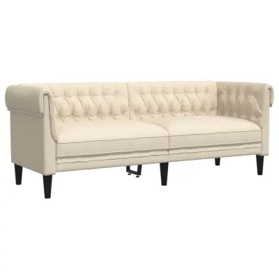 vidaXL Kavč trosed chesterfield laneno platno
