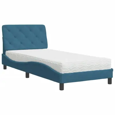 vidaXL Postelja z vzmetnico modra 80x200 cm žamet