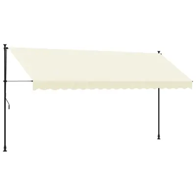 vidaXL Zložljiva tenda krem 400x150 cm tkanina in jeklo