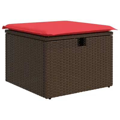 vidaXL Vrtni stolček z blazino rjav 55x55x37 cm poli ratan