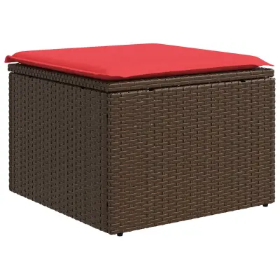 vidaXL Vrtni stolček z blazino rjav 55x55x37 cm poli ratan