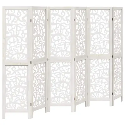 vidaXL Paravan 6-delni bel trden les pavlovnije