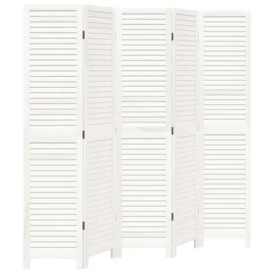 vidaXL Paravan 5-delni bel trden les pavlovnije