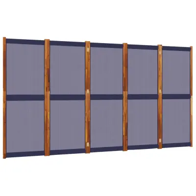vidaXL Paravan 5-delni temno moder 350x180 cm