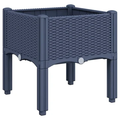 vidaXL Cvetlično korito z nogami modro sivo 40x40x42 cm PP