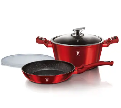 SET LONČKOV 3 kosi 24cm BERLINGER HAUS METALIC BURGUNDY LINE BH-6779