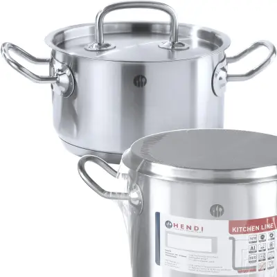 Kitchen Line nizek lonec s pokrovom, 12 l, premer. 320 x 150 h - Hendi 836040
