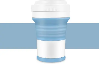 GENERIC silikonska potovalna skodelica s pokrovom
