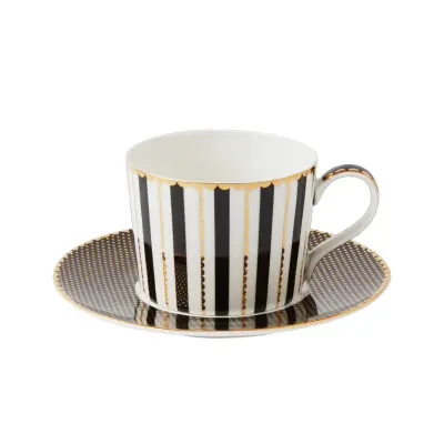 MAXWELL&WILLIAMS skodelica za čaj s podstavkom Regency 240ml / črna / porcelan