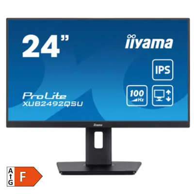 Monitor Iiyama 60,5 cm (23,8&quot;) XUB2492QSU-B1 2560x1440 100Hz IPS 0,5ms HDMI DisplayPort 4xUSB3.2 Pivot Zvočniki  sRGB99% FreeSync ProLite