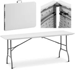 Vrtna gostinska miza, zložljiva, bela, do 150 kg, 180 x 75 x 74 cm