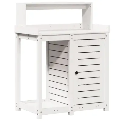 vidaXL Miza za sajenje s policami bela 82,5x50x109,5 cm borovina