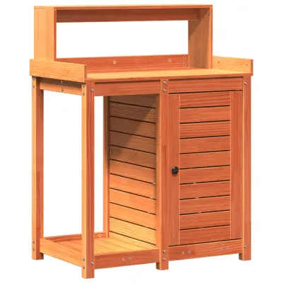vidaXL Miza za sajenje s policami rjava 82,5x50x109,5 cm borovina