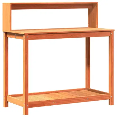 vidaXL Miza za sajenje s policami rjava 108x50x109,5 cm trdna borovina